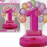 1. narozeniny dekorace na stůl růžová 35,5cm