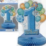 1. narozeniny dekorace na stůl modrá 35,5cm