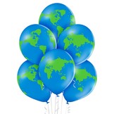 Zeměkoule balónky 6 ks 30 cm