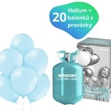 Helium sada + balónky 20 ks světle modré 
