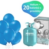 Helium sada + balónky 20 ks modré