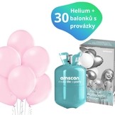 Helium sada + balónky 30 ks světle růžové