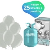Helium sada + balónky stříbrné metalické