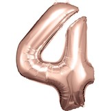Balónek fóliový narozeniny číslo 4 růžovo-zlaté 86cm