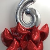 Balónek fóliový narozeniny číslo 6 stříbrný 86cm