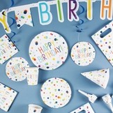 Talíře papírové narozeniny s puntíky 8 ks 23 cm