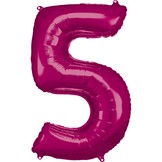 Balónky fóliové narozeniny číslo 5 růžové 86cm