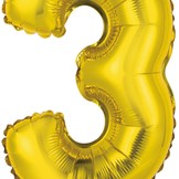 Balónek foliový narozeniny číslo 3 zlatý 35 cm 