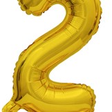 Balónek foliový narozeniny číslo 2 zlatý 38 cm