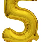 Balónek foliový narozeniny číslo 5 zlatý 38 cm