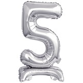 Balónek foliový narozeniny číslo 5 stříbrný 38 cm 