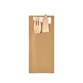 Kapsa bílý ubrousek a dřevěný příbor 50 ks 19 cm x 8,5 cm