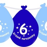 Narozeninové balónky modrý s potiskem 6 visící - 5 ks