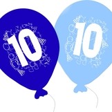 Balonky narozeniny 5ks s číslem 10 pro kluky