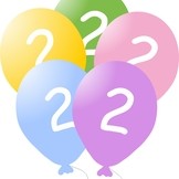 Narozeninové balónky s číslem 2, 5ks
