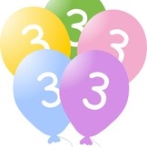 Narozeninové  balonky s číslem 3, 5ks 