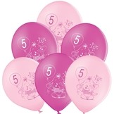 Balónky 5.narozeniny růžový slon 6 ks