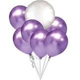 Balónky chromové fialové a bílý kruh set 