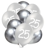 Balónky 25 narozeniny stříbrné 10 ks 30 cm mix 