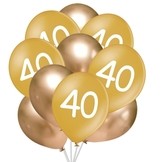Balónky 40 narozeniny zlaté 10 ks 30 cm mix