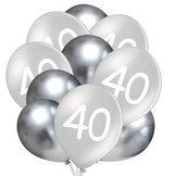 Balónky 40 narozeniny stříbrné 10 ks 30 cm mix