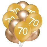 Balónky 70 narozeniny zlaté 10 ks 30 cm mix