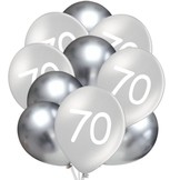 Balónky 70 narozeniny stříbrné 10 ks 30 cm mix