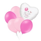 Set 1.narozeniny růžový slon srdce foliový balónek