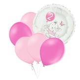 Set 2.narozeniny růžový slon kruh foliový balónek