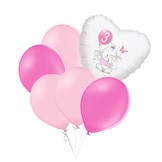 Set 3.narozeniny růžový slon srdce foliový balónek