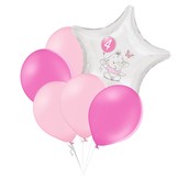 Set 4.narozeniny růžový slon hvězda foliový balónek