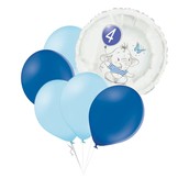 Set 4.narozeniny modrý slon kruh foliový balónek