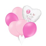 Set 5.narozeniny růžový slon srdce foliový balónek