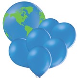 Set balónků zeměkoule balón velký a 6 ks balónků modré