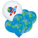 Set raketa + zeměkoule balonky 6 ks