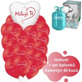 Helium sada velká - červené balónky Miluji Tě a Valentýn 40 ks 