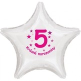 Krásné 5. narozeniny fóliový balónek hvězda pro holky