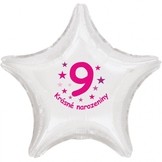 Krásné 9. narozeniny fóliový balónek hvězda pro holky