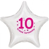 Krásné 10. narozeniny fóliový balónek hvězda pro holky