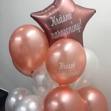 Balónek fóliový růžovo zlatá hvězda Krásné narozeniny! 
