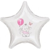1.narozeniny růžový slon hvězda foliový balónek