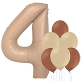 Balónek číslo 4 cappuccino 66 cm