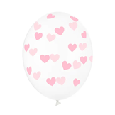 Balónek světle růžové srdíčka 6 ks 30 cm