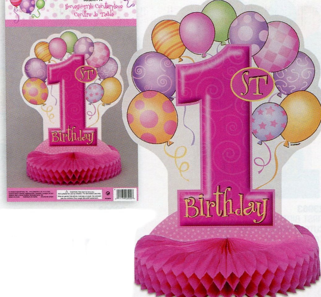 1. narozeniny dekorace na stůl růžová 35,5cm