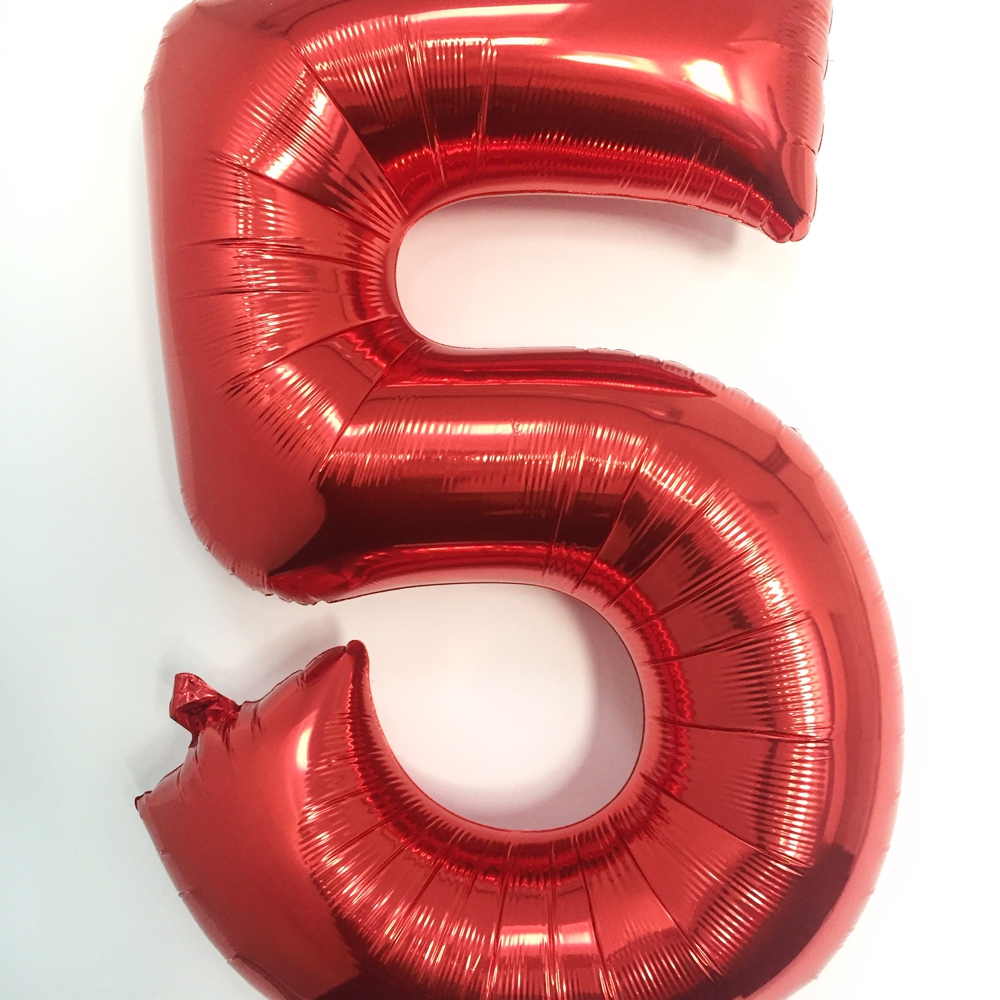 Balónky fóliové narozeniny číslo 5 červené 86cm