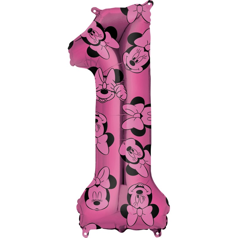 Minnie Mouse balónek číslo 1 růžový 66 cm