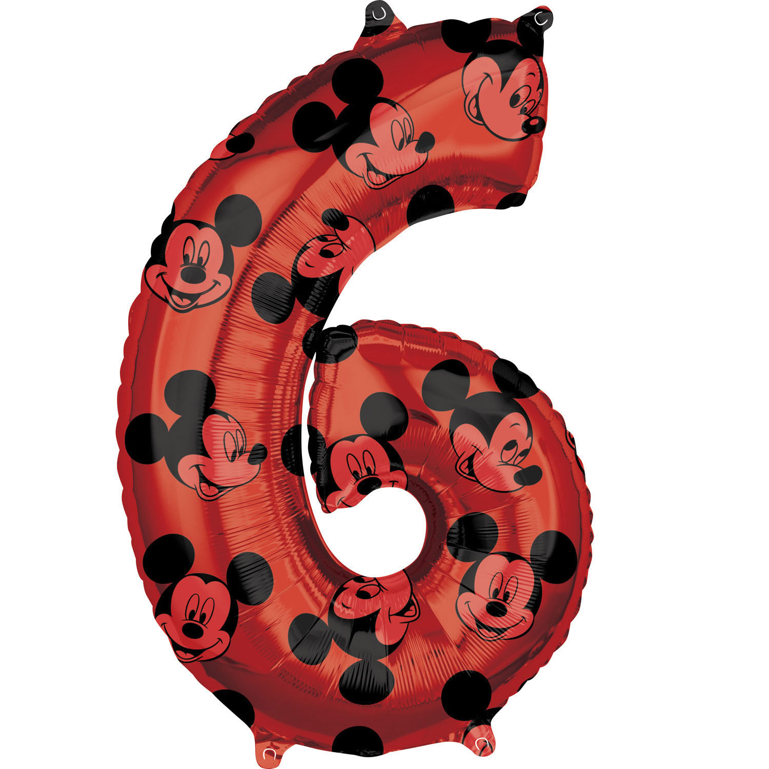 Mickey Mouse balónek číslo 6 červený 66 cm