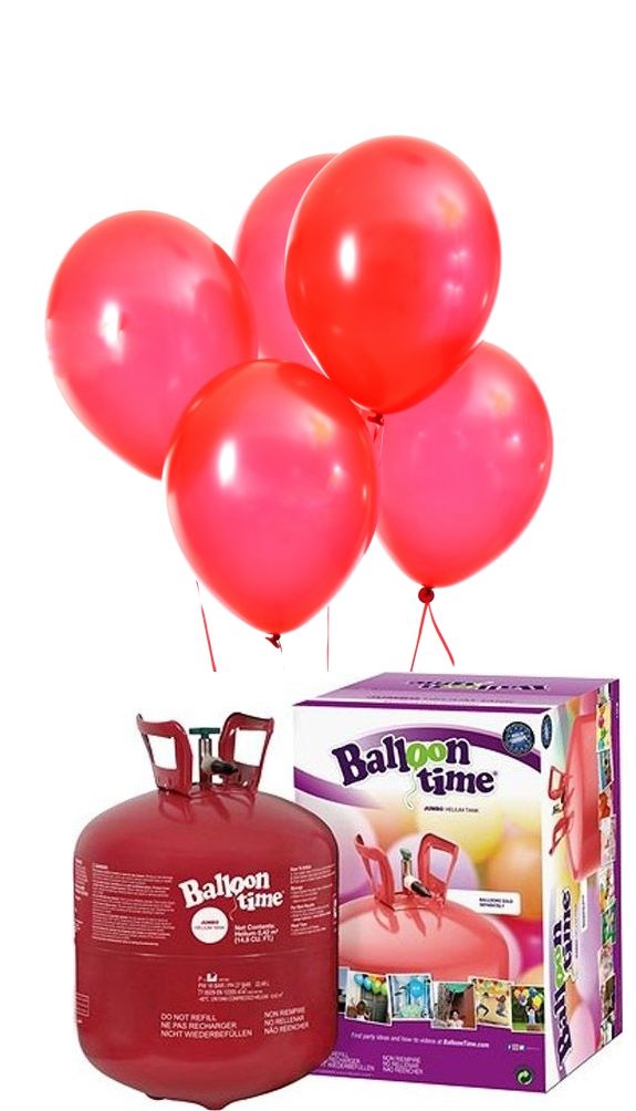 Helium Balloon time + balonky červené 50ks