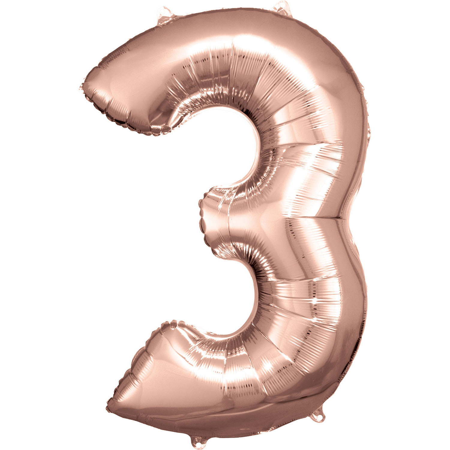 Balónek fóliový narozeniny číslo 3 růžovo-zlaté 86cm