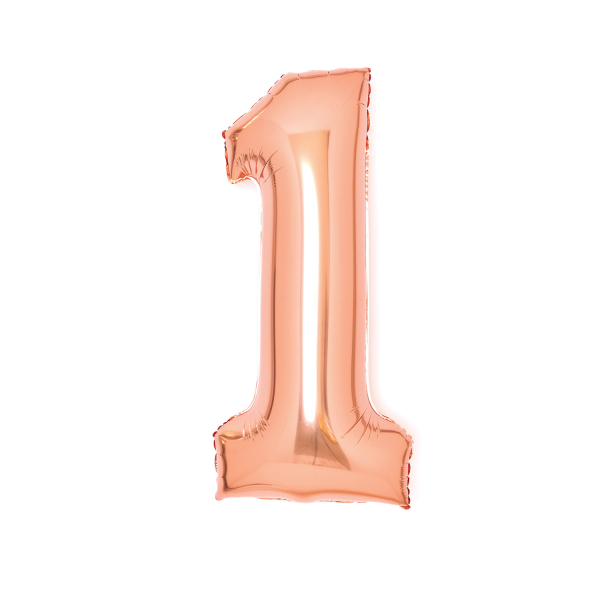 Balónek fóliový narozeniny číslo 1 růžovo-zlaté 66 cm